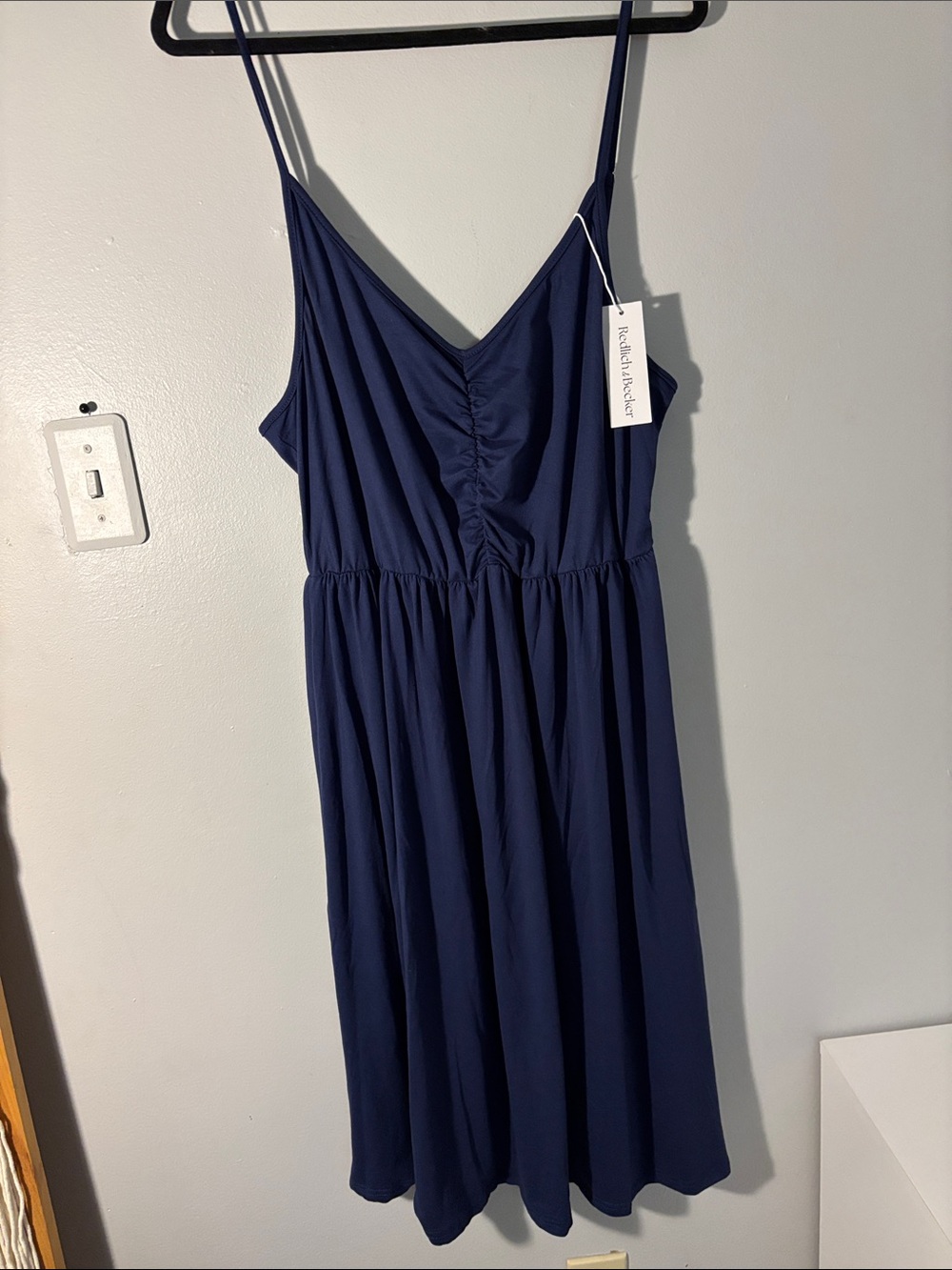 Women’s Navy Spaghetti Strap V-Neck Tshirt Dress